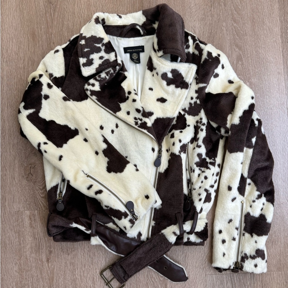 Urban Outfitters White and Brown Teddy Jacket